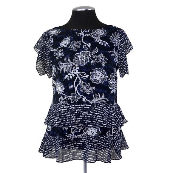 CAbi - Hybrid Floral Ruffle Tiered Ruffle Blouse #5355 - Picture 2 of 10